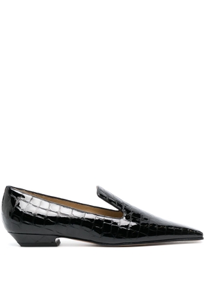KHAITE Marfa crocodile-effect leather loafers - Black