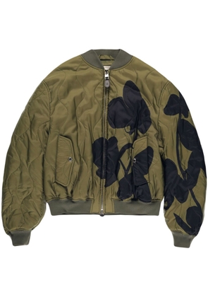 Alexander McQueen Orchid quilted bomber jacket - Green