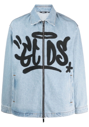 Gcds graffiti-print cotton denim jacket - Blue