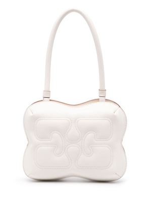 GANNI Butterfly debossed-logo shoulder bag - White