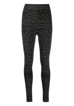 GANNI leopard-print leggings - Black