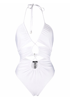 Noire Swimwear cut-out halterneck swimsuit - White