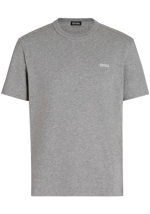 Zegna logo-embroidered cotton T-shirt - Grey
