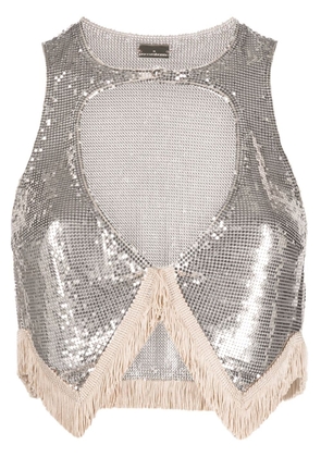 Rabanne fringed metallic cut-out top - Gold