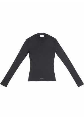 Balenciaga logo-tag ribbed-knit top - Black