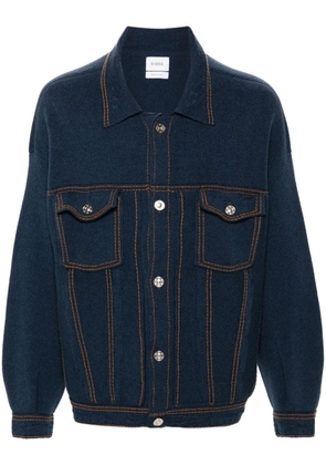 Barrie contrast-stitching knitted shirt jacket - Blue