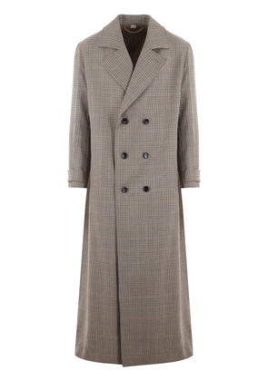 Gucci houndstooth-pattern wool coat - Brown