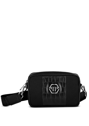 Philipp Plein logo-plaque zipped messenger bag - Black