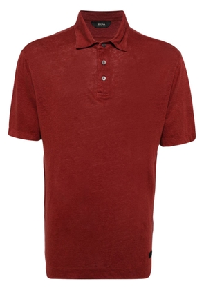 Zegna shorts-sleeved linen polo shirt - Red