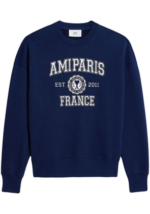 AMI Paris logo-embroidered cotton sweatshirt - Blue