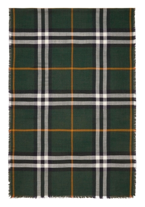 Burberry raw-cut checked scarf - Green