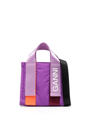 GANNI Tech logo-strap tote bag - Purple
