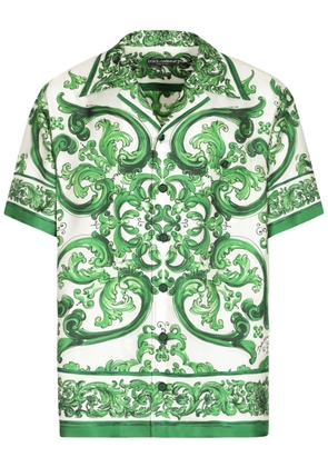 Dolce & Gabbana Majolica-print silk-twill shirt - Green