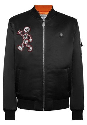 Philipp Plein skull-logo bomber jacket - Black