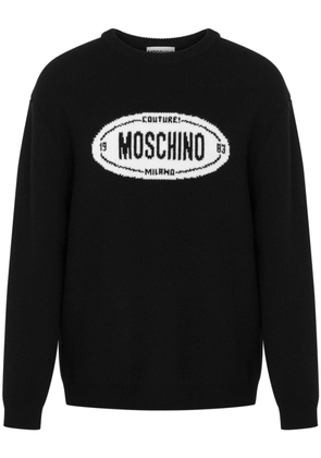 Moschino logo-intarsia virgin-wool jumper - Black