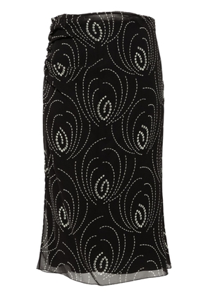 Prada graphic-print crepe midi skirt - Black