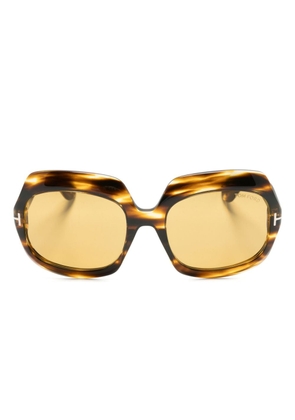 TOM FORD Eyewear tortoiseshell-effect oversize-frame sunglasses - Brown