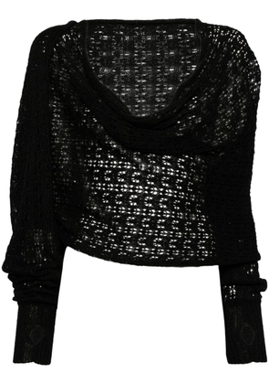Yohji Yamamoto open-knit draped jumper - Black