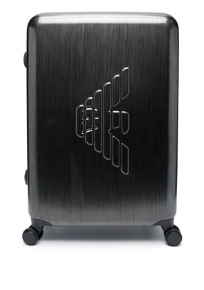 Emporio Armani debossed-monogram four wheel suitcase - Grey