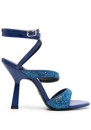 Patrizia Pepe 100mm glittered leather sandals - Blue