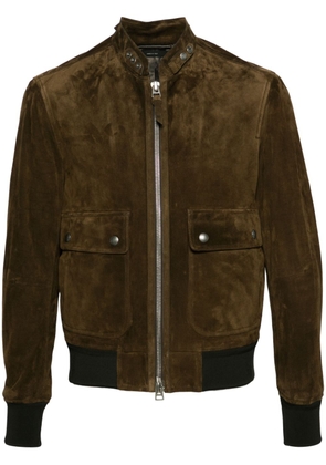 TOM FORD suede bomber jacket - Green