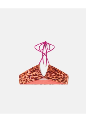 Stella McCartney - Blurred Cheetah Print Triangle Bikini Top, Woman, Pink, Size: XS
