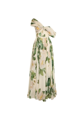 Giambattista Valli Silk Floral One-Shoulder Gown