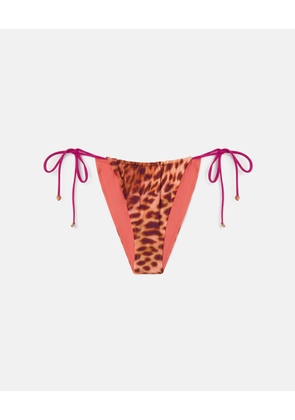 Stella McCartney - Blurred Cheetah Print Side-Tie Bikini Briefs, Woman, Pink, Size: XS