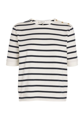Frame Button-Detail Striped T-Shirt