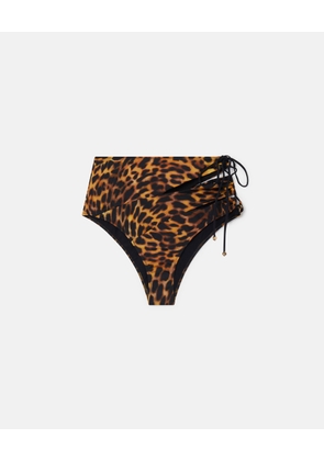 Stella McCartney - Blurred Cheetah Print High-Waisted Bikini Briefs, Woman, Tortoiseshell, Size: S