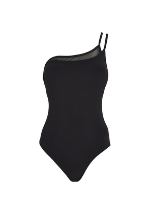 Gottex Mesh Underlay One-Shoulder Swimsuit