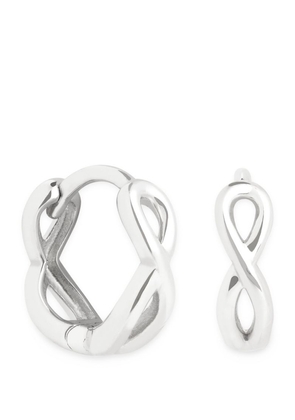 Astrid & Miyu White Gold Infinity Huggie Earrings