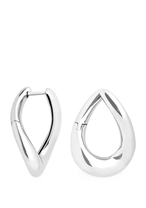 Astrid & Miyu Rhodium-Plated Silver Molten Hoop Earrings