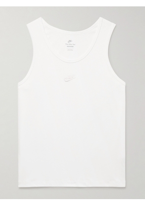 Nike - Premium Essentials Logo-Embroidered Cotton-Jersey Tank Top - Men - White - XS