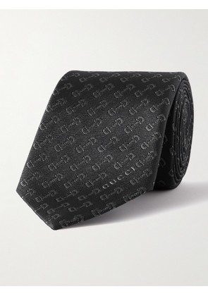 Gucci - 7cm Horsebit Silk-Jacquard Tie - Men - Black