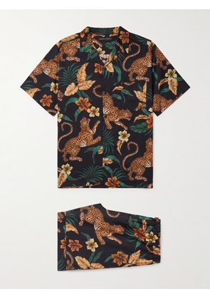 Desmond & Dempsey - Soleia Camp-Collar Printed Cotton-Poplin Pyjama Set - Men - Black - S
