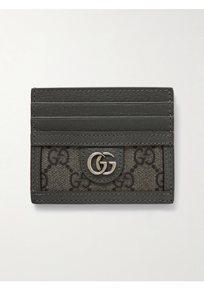 Gucci - Ophidia Monogrammed Coated-Canvas and Leather Cardholder - Men - Gray
