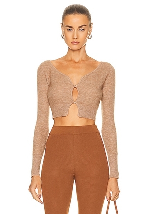 JACQUEMUS Le Cardigan Alzou in Light Brown - Brown. Size 34 (also in ).