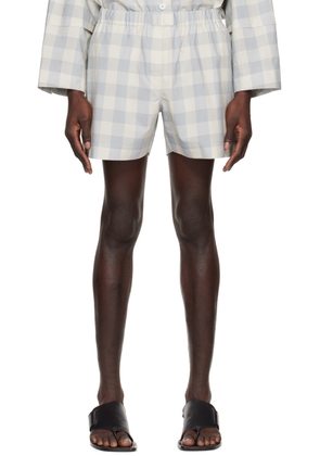 LOW CLASSIC Blue & Off-White Check Shorts