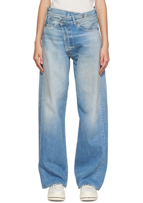 R13 Blue Crossover Wide Jeans