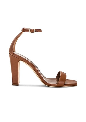Manolo Blahnik Ressata 105 Leather Sandal in Medium Brown - Brown. Size 41 (also in ).
