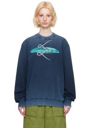 Serapis Blue Embroidered Sweater