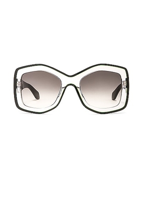 ALAÏA Square Acetate Sunglasses in Shiny Crystal & Black - Black. Size all.