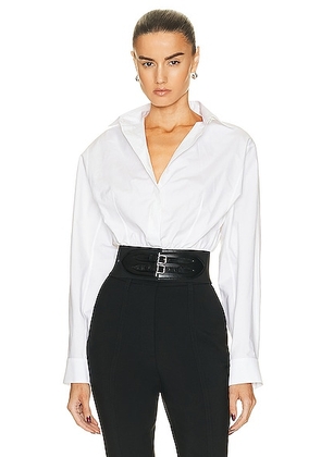 ALAÏA Belted Shirt in Blanc - White. Size 34 (also in 40, 44).