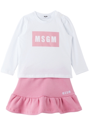 MSGM Kids Baby White & Pink Long Sleeve T-Shirt & Skirt