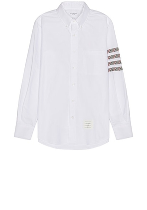 Thom Browne Straight Fit Shirt in Grey & White - White. Size 4 (also in ).