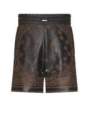 Amiri Leather Bandana Short in Black - Black. Size 46 (also in ).