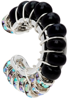 Pearl Octopuss.y Silver & Black Diamond Ear Cuff