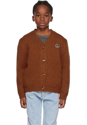 maed for mini Kids Brown Smiley Sloth Cardigan