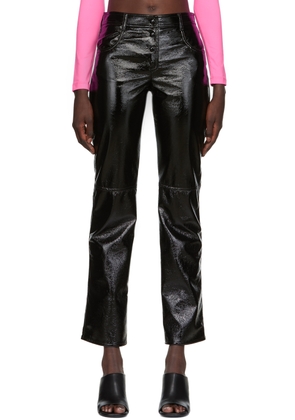 MSGM Black Crinkled Faux-Leather Pants